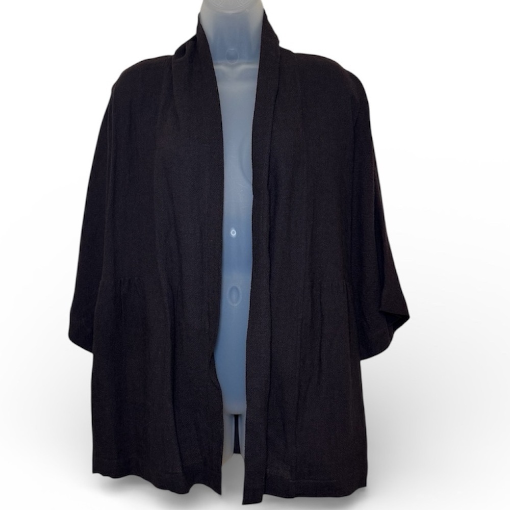 Eileen Fisher Seasonless Tweed Dolman Sleeve Cardigan Chocolate Brown Size M